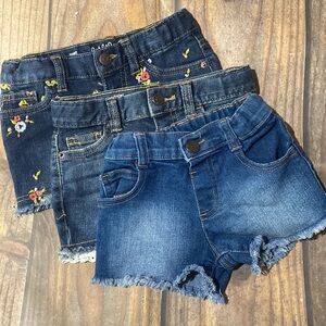 Cat and Jack Girls Denim Shorts stretch shorts 3T and 4T Geranimals White Tank